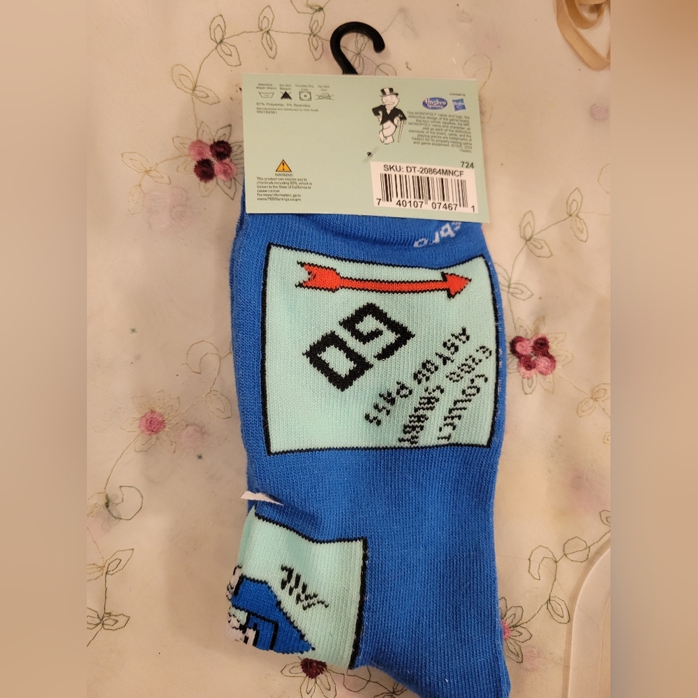 NWT Monopoly Graphic CREW SOCKS. Party Socks OS